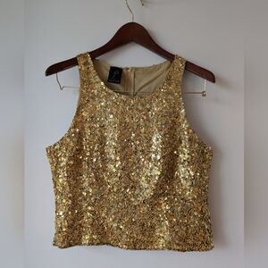 Gold Sequin Tank Sz 12 Ronald Joyce
